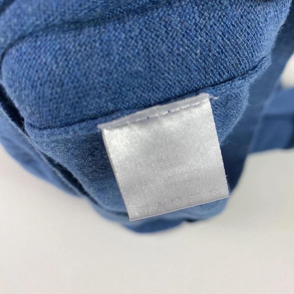 Alain Figaret Sweater Mens Large Blue 1/4‎ Zip Mock Neck Elbow Patch Knit